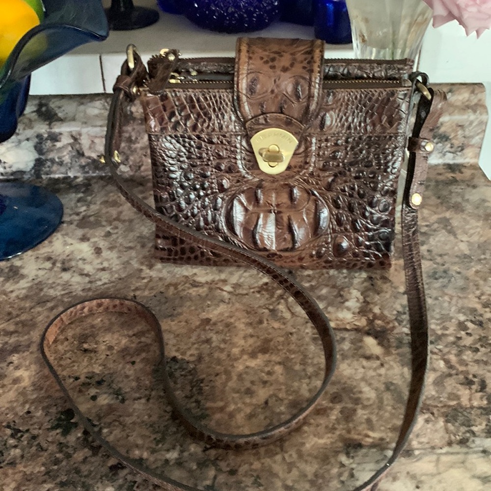 Brahmin Leather Croc Design Crossbody